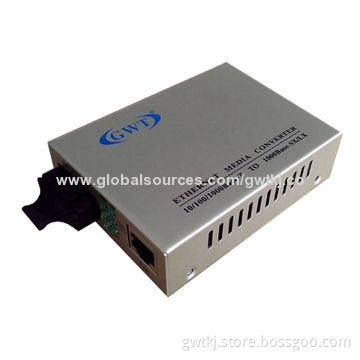 Gigabit fiber Ethernet media converter, single mode, 60km, 1550nm for IP camera